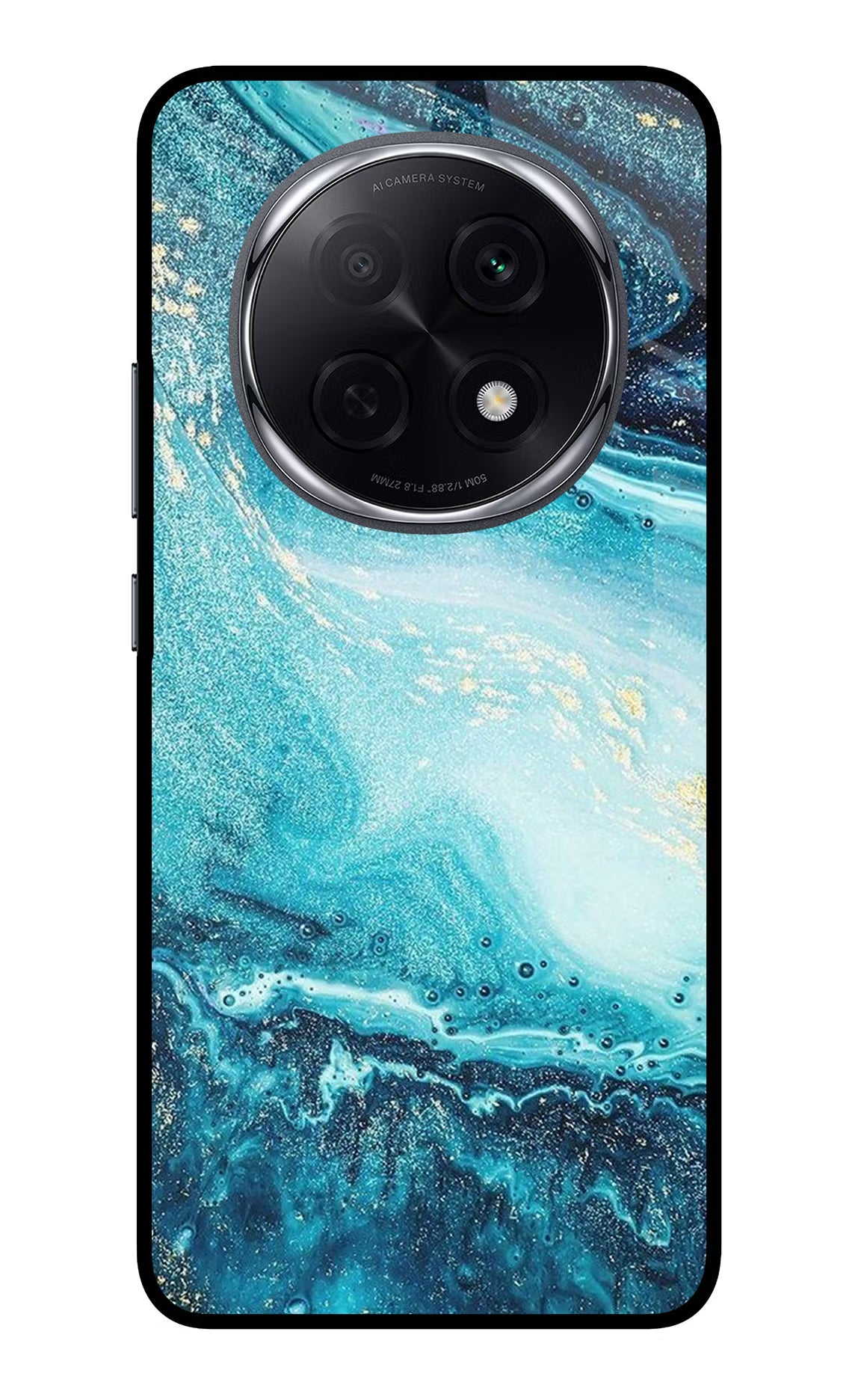 Blue Glitter Marble Oppo F29 Pro 5G Glass Case Back Cover by Casekaro