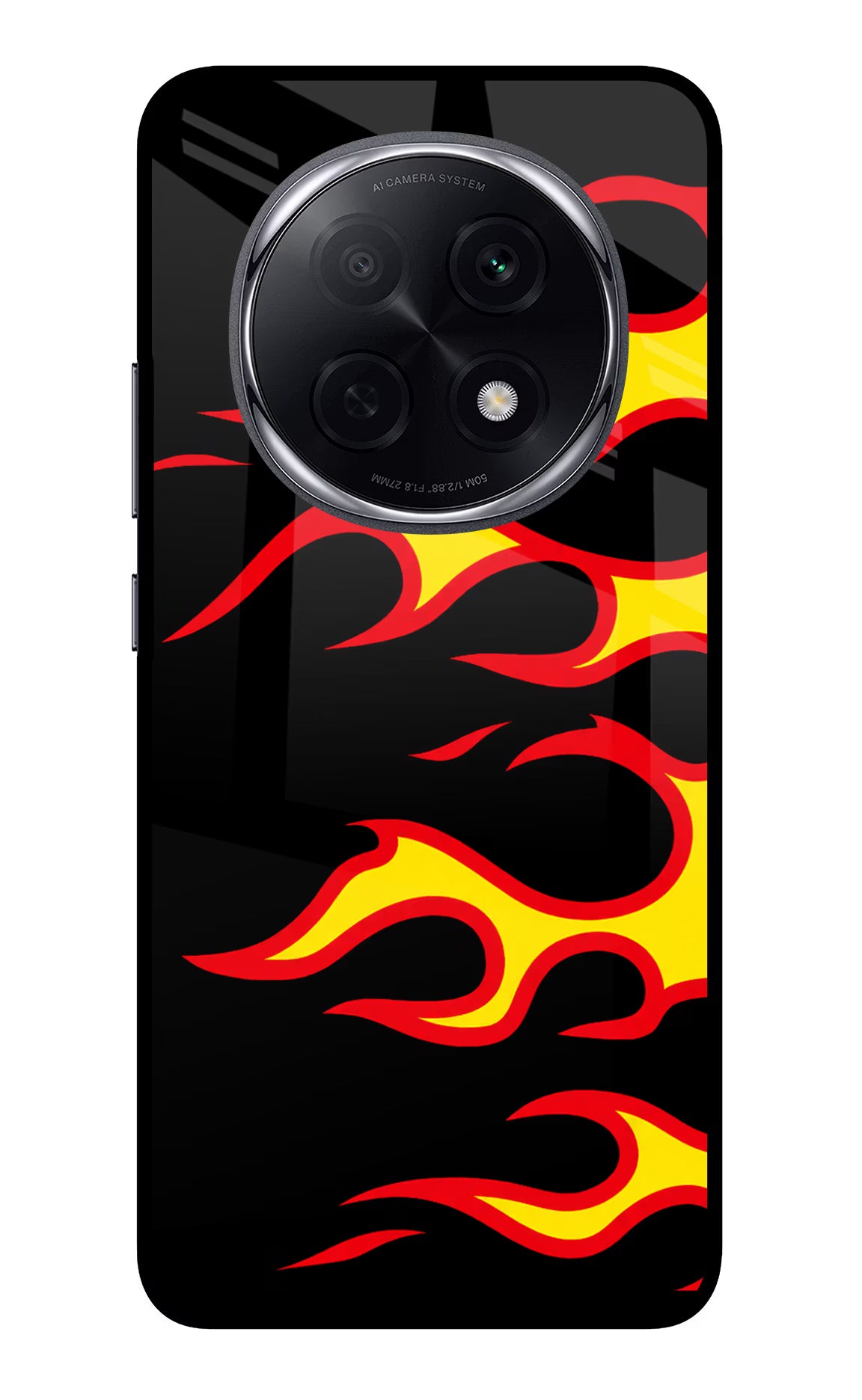 Side Sweep Flames Oppo F29 Pro 5G Glass Case Back Cover by Casekaro
