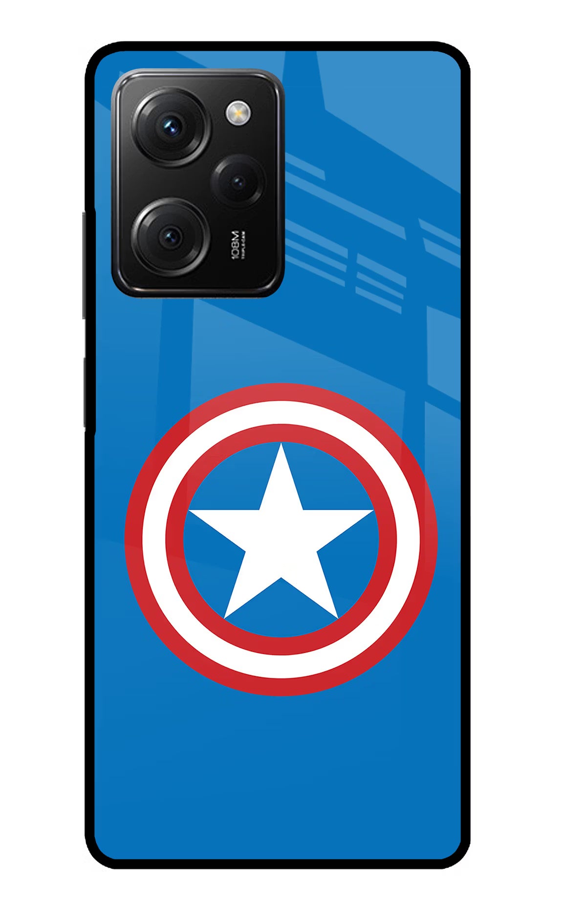 Captain America Logo Poco X5 Pro 5G Glass Case Back Cover by Casekaro