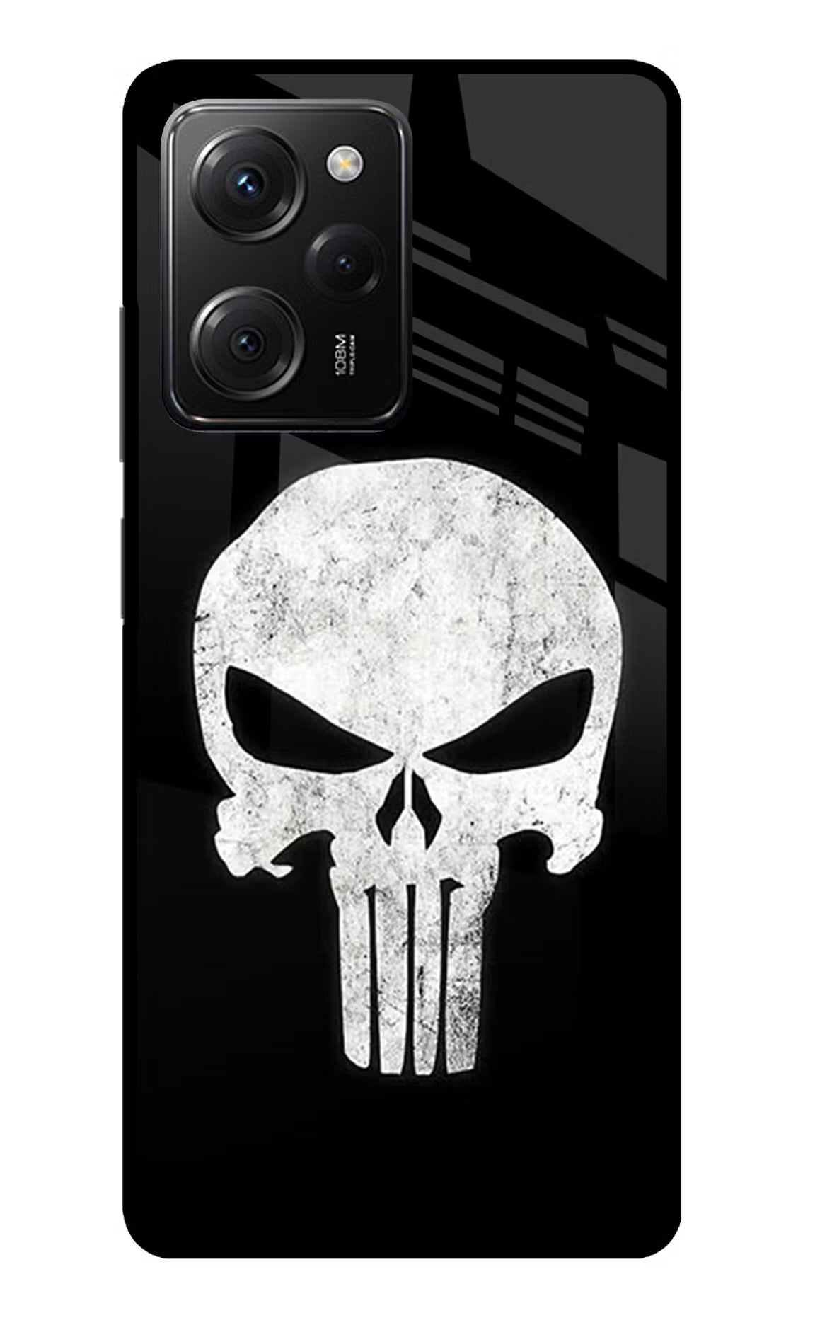 Punisher Skull Poco X5 Pro 5G Glass Case Back Cover by Casekaro