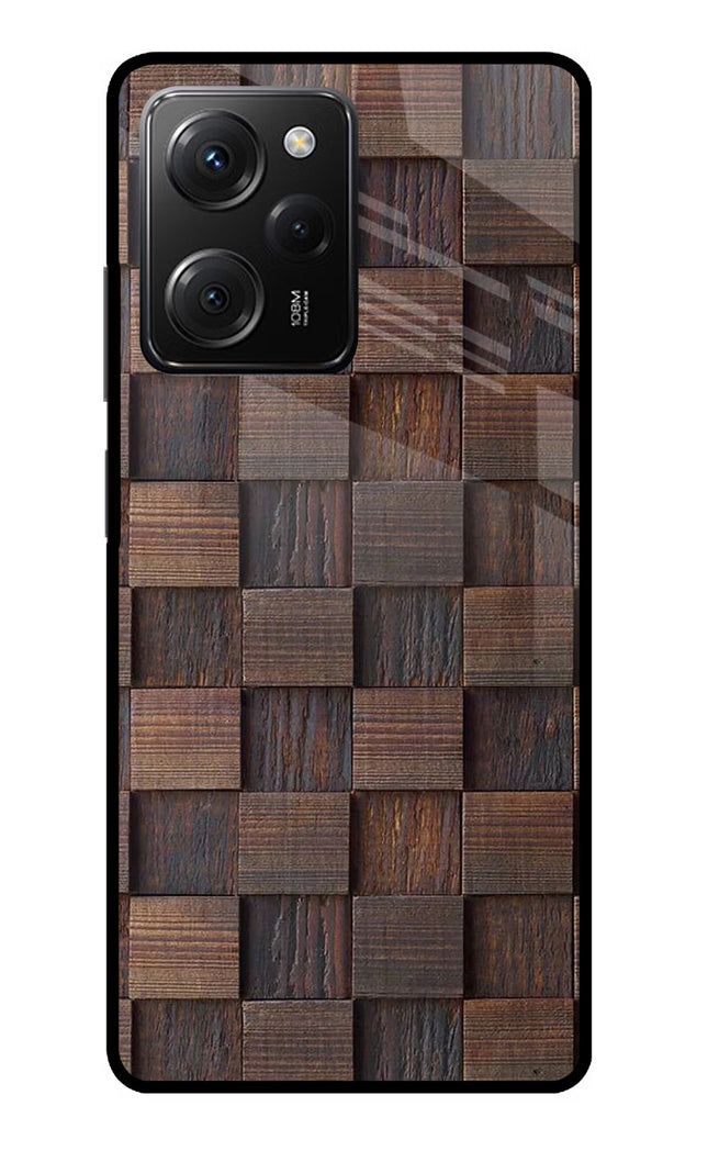 Wooden Cube Design Poco X5 Pro 5G Glass Case