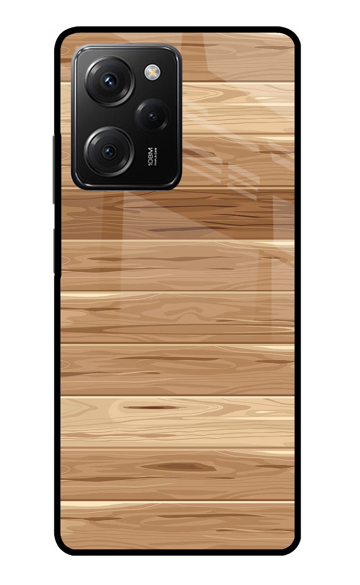 Wooden Vector Poco X5 Pro 5G Glass Case Back Cover by Casekaro