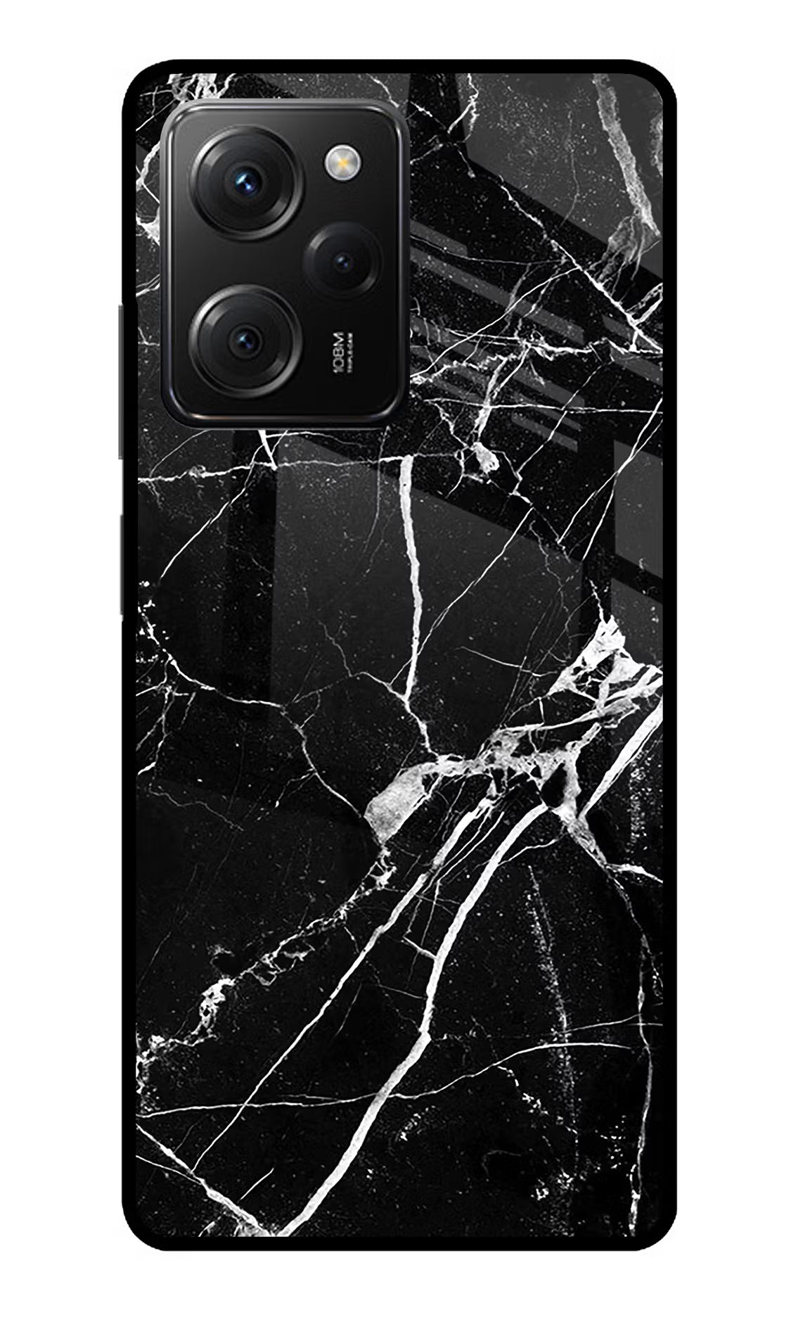 Black Marble Pattern Poco X5 Pro 5G Glass Case