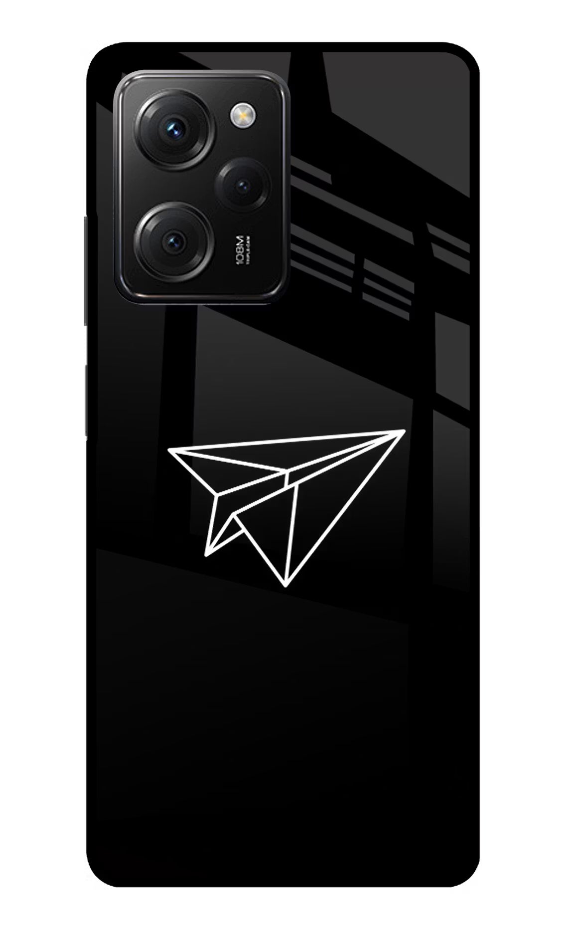 Paper Plane White Poco X5 Pro 5G Glass Case Back Cover by Casekaro