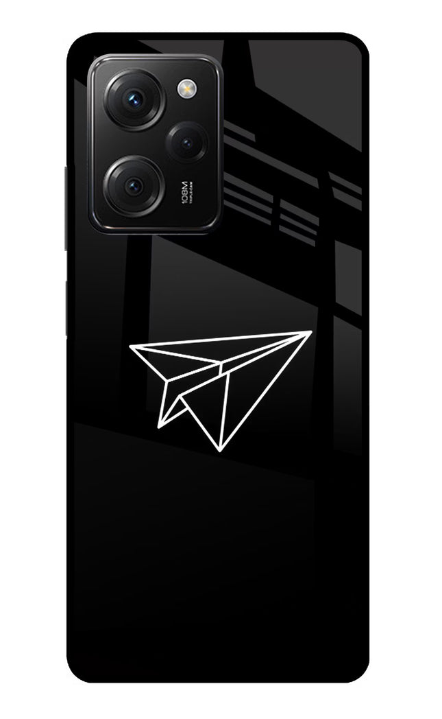 Paper Plane White Poco X5 Pro 5G Glass Case Back Cover by Casekaro