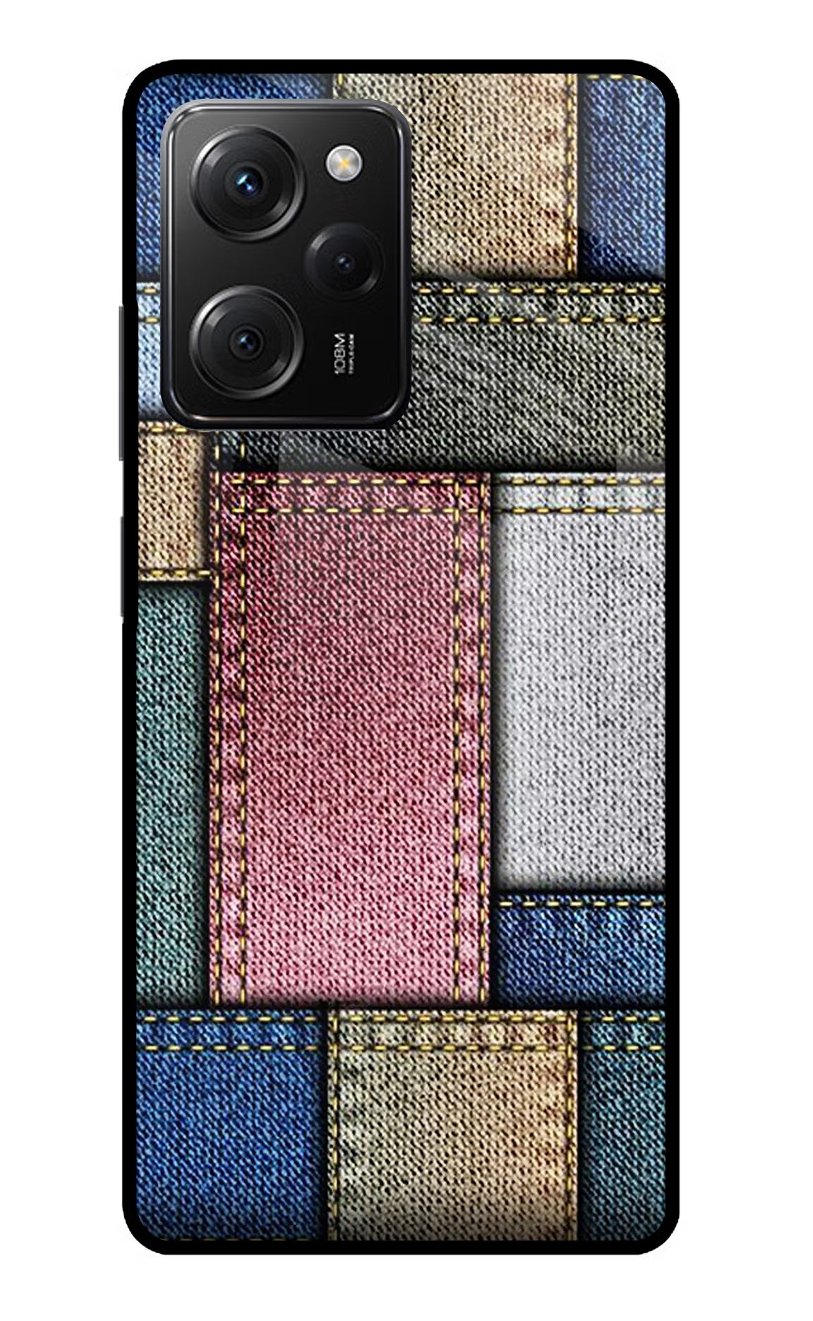 Multicolor Jeans Poco X5 Pro 5G Glass Case