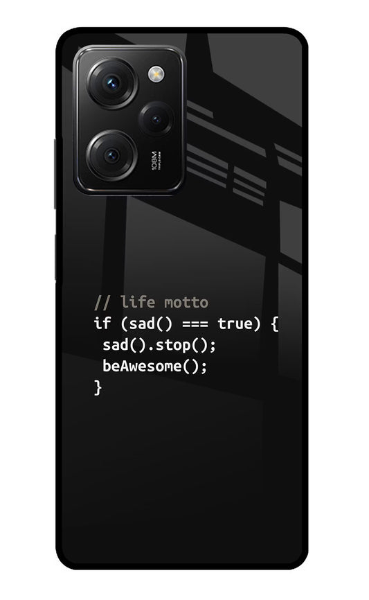 Life Motto Code Poco X5 Pro 5G Glass Case