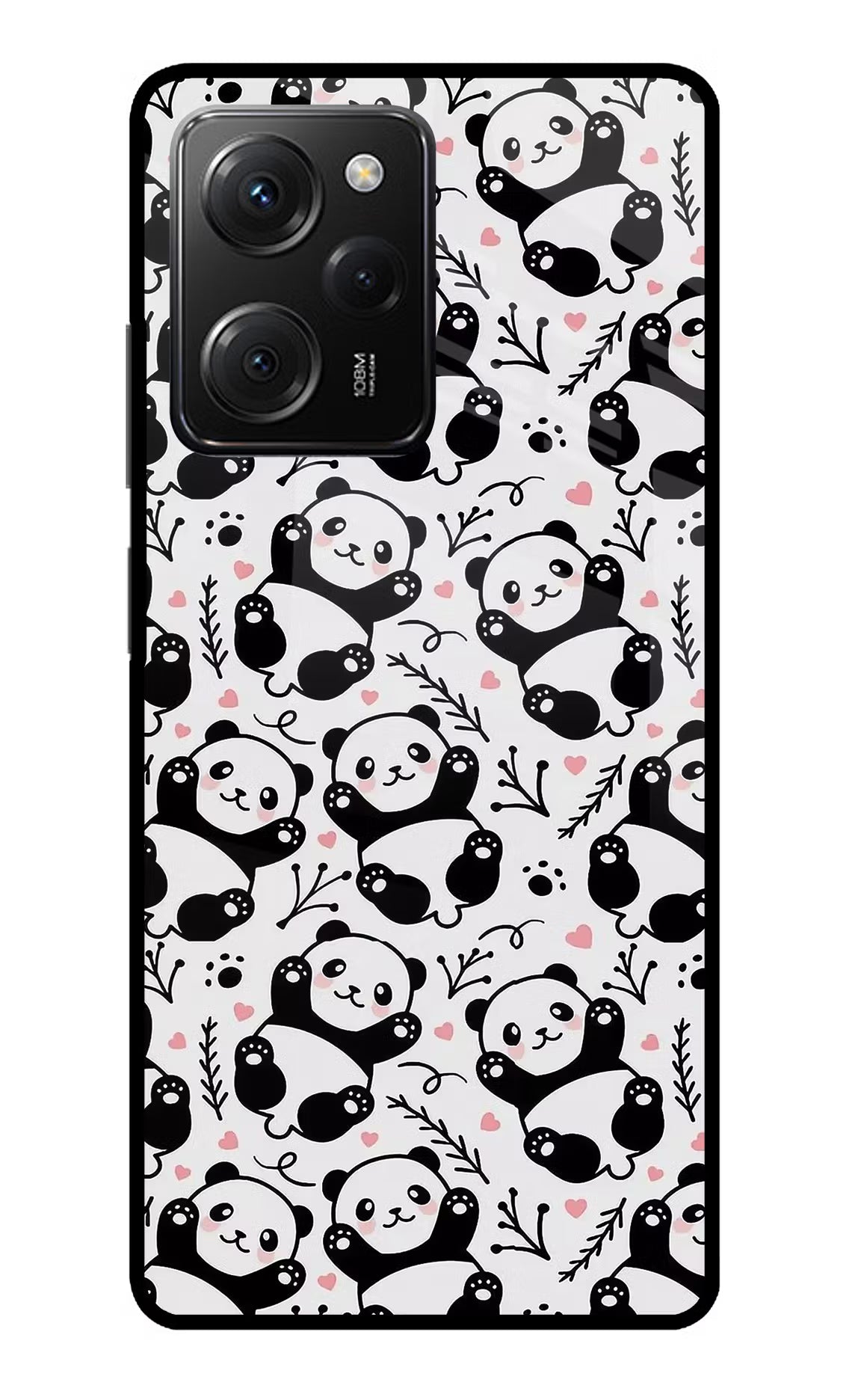 Cute Panda Poco X5 Pro 5G Glass Case