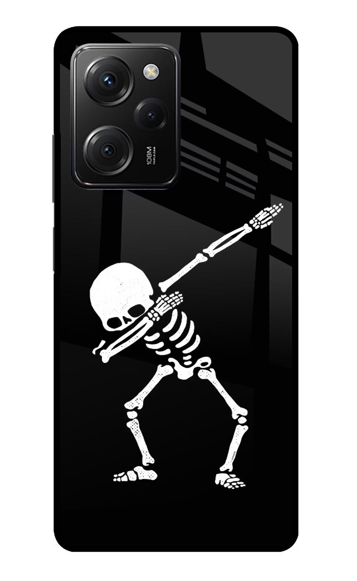 Dabbing Skeleton Art Poco X5 Pro 5G Glass Case