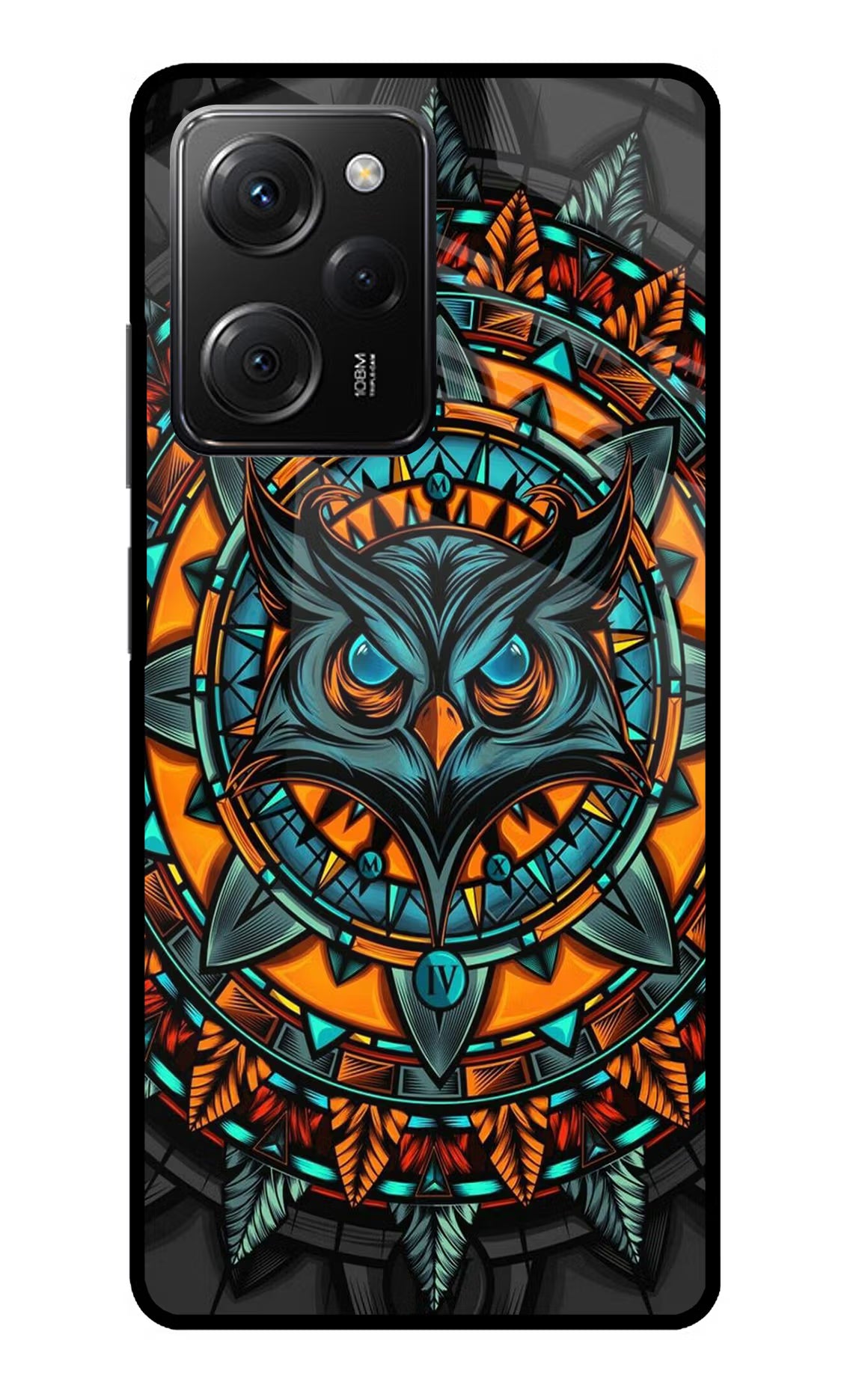 Angry Owl Art Poco X5 Pro 5G Glass Case Back Cover by Casekaro