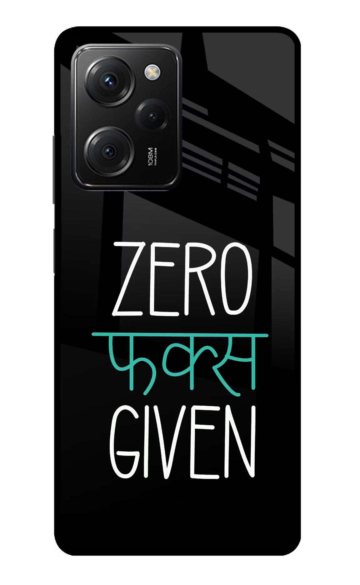 Zero Fucks Given Poco X5 Pro 5G Glass Case Back Cover by Casekaro