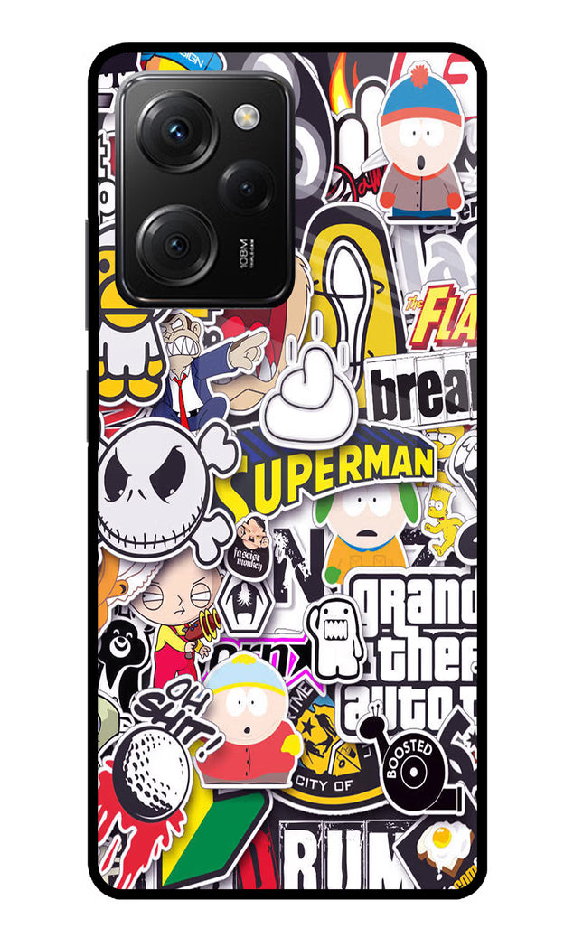 Sticker Bomb Poco X5 Pro 5G Glass Case Back Cover by Casekaro