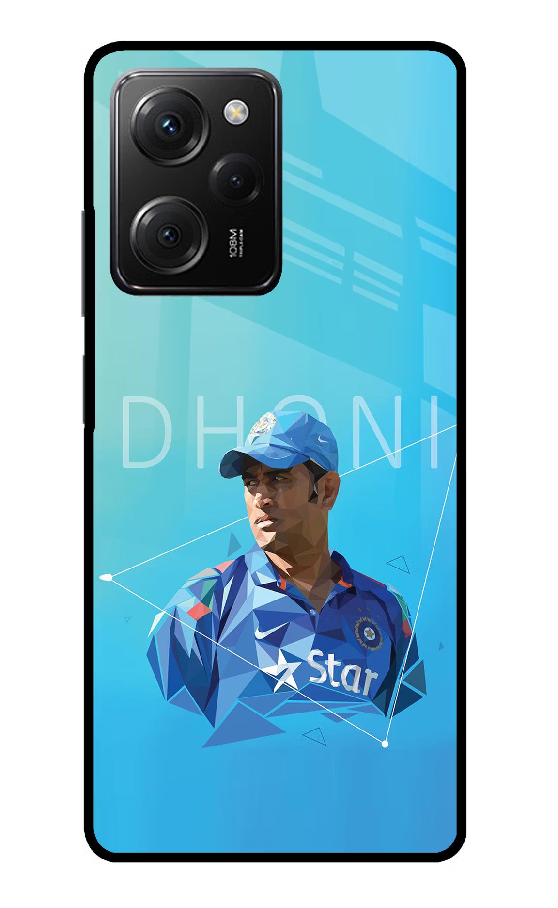 Dhoni Artwork Poco X5 Pro 5G Glass Case