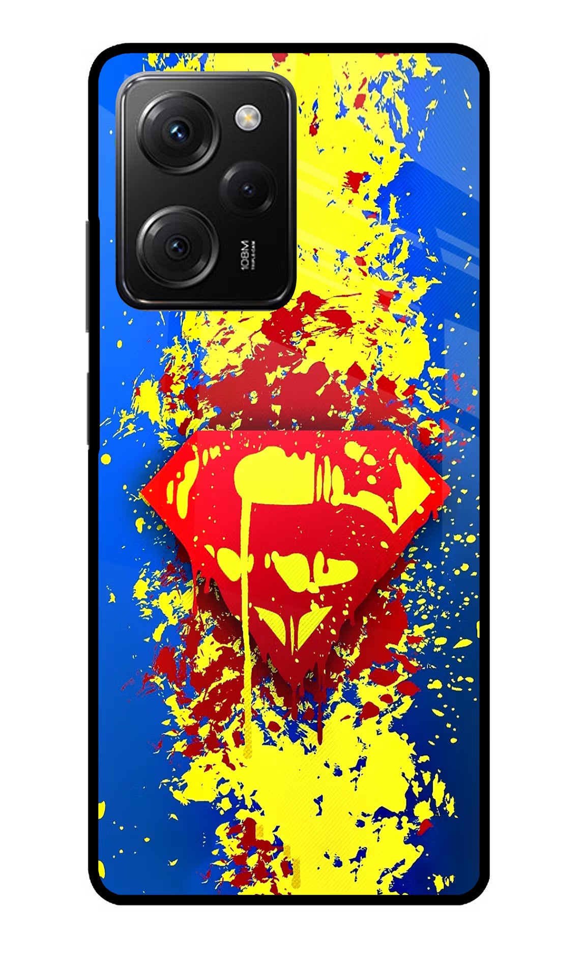 Superman logo Poco X5 Pro 5G Glass Case Back Cover by Casekaro