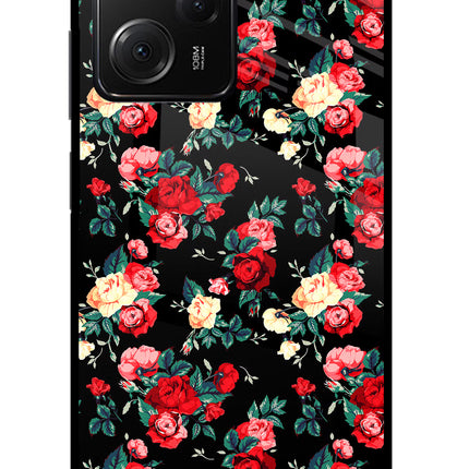 Rose Pattern Poco X5 Pro 5G Glass Case