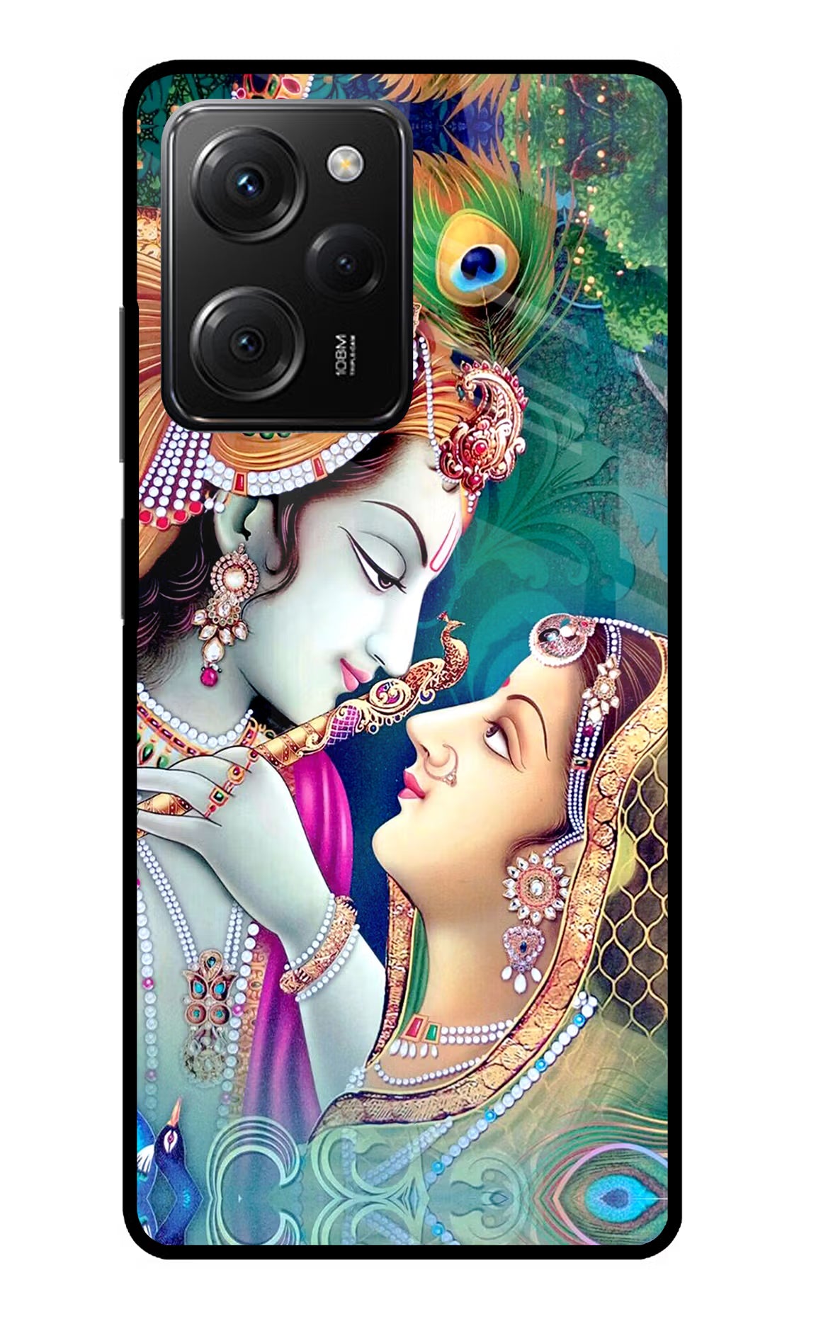 Lord Radha Krishna Poco X5 Pro 5G Glass Case Back Cover by Casekaro