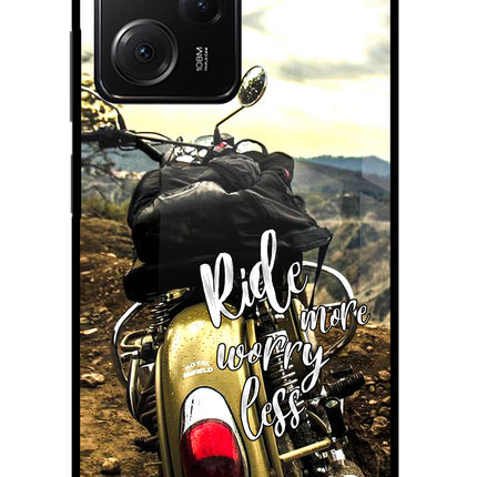 Ride More Worry Less Poco X5 Pro 5G Glass Case