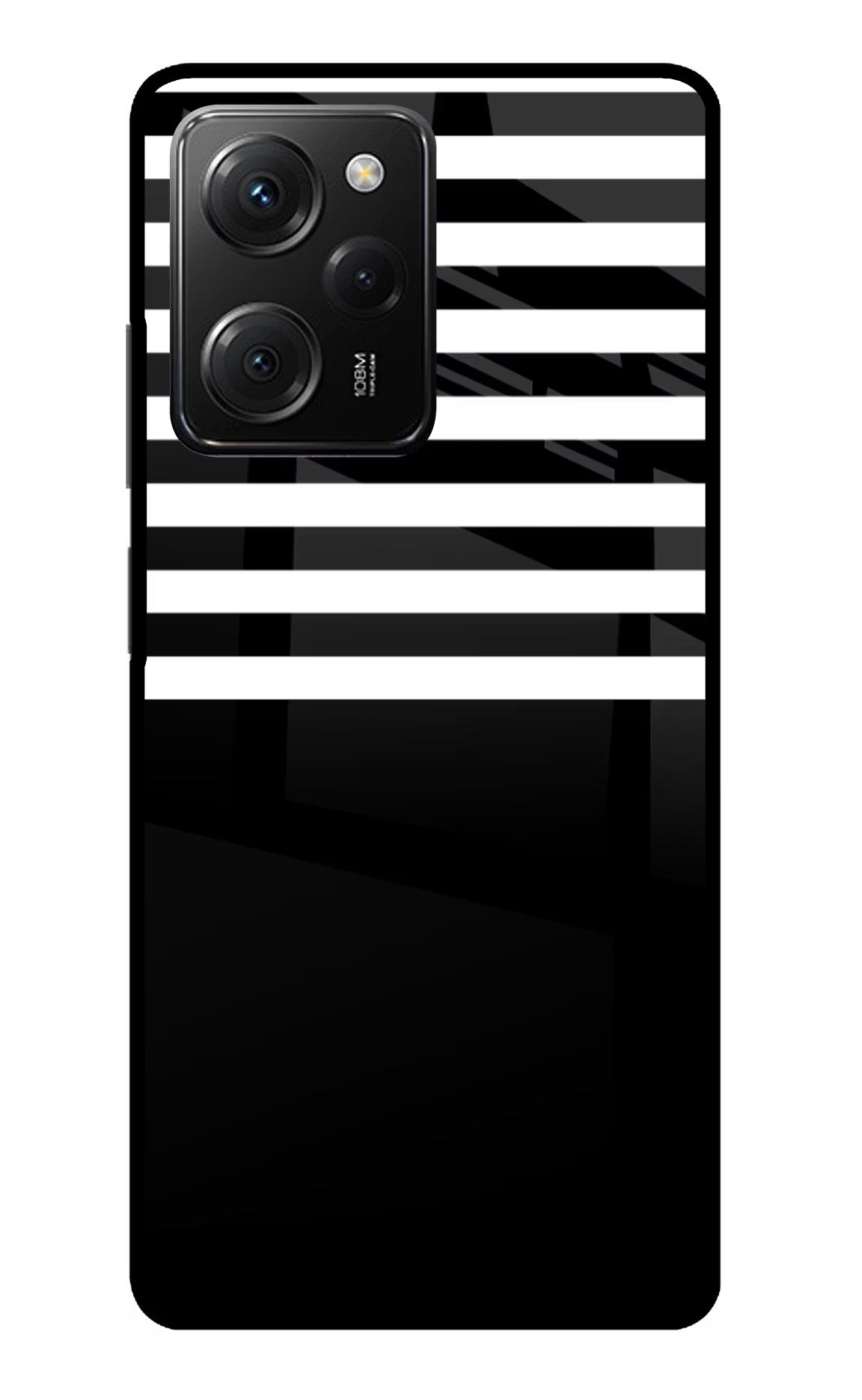 Black and White Print Poco X5 Pro 5G Glass Case Back Cover by Casekaro