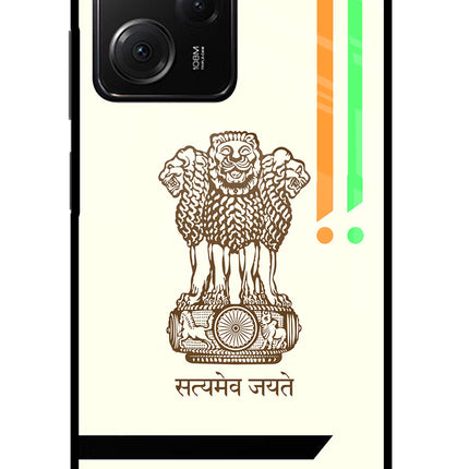 Satyamev Jayate Brown Logo Poco X5 Pro 5G Glass Case