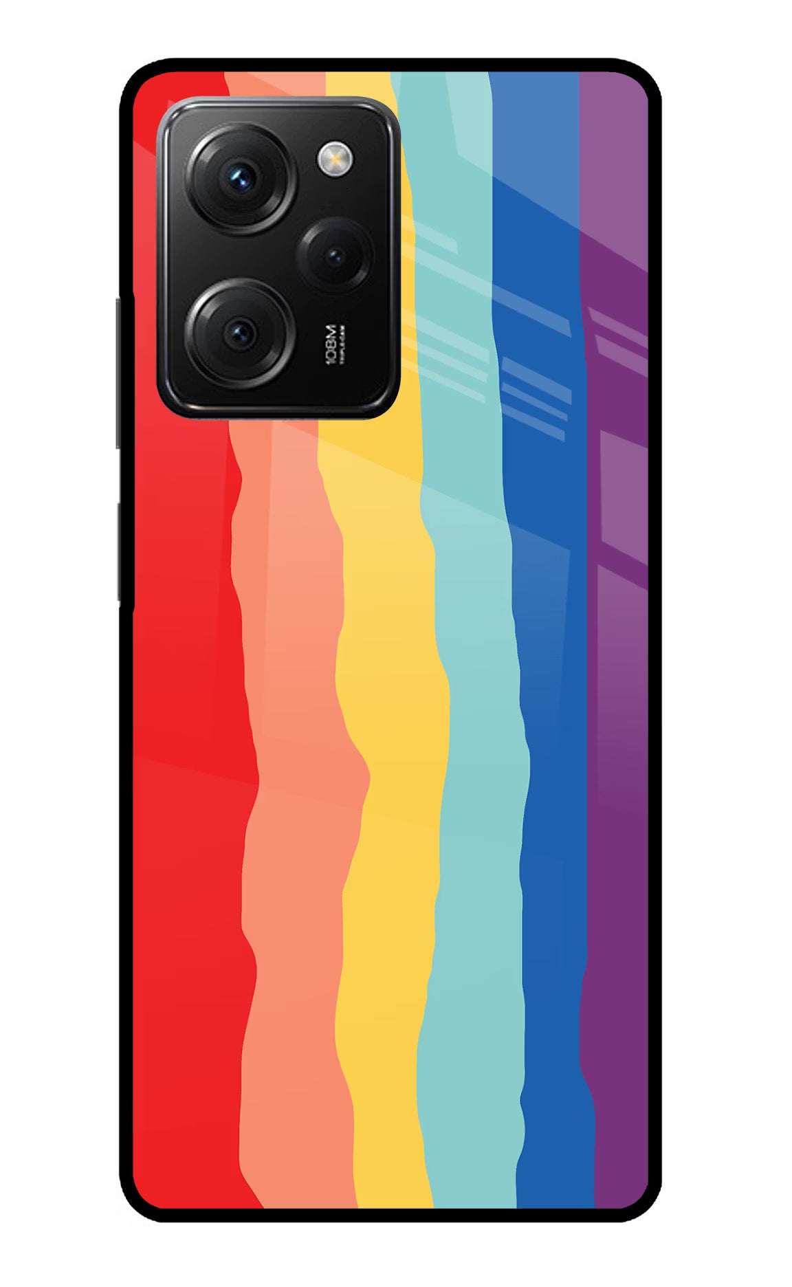 Rainbow Poco X5 Pro 5G Glass Case Back Cover by Casekaro