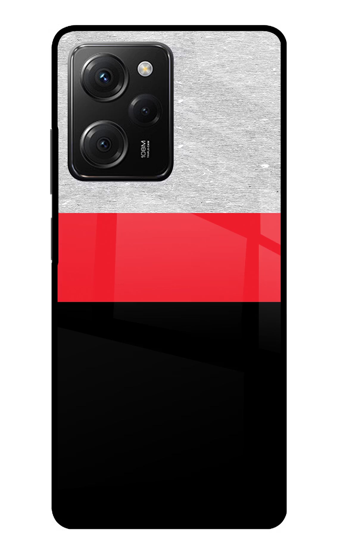 Tri Color Pattern Poco X5 Pro 5G Glass Case Back Cover by Casekaro