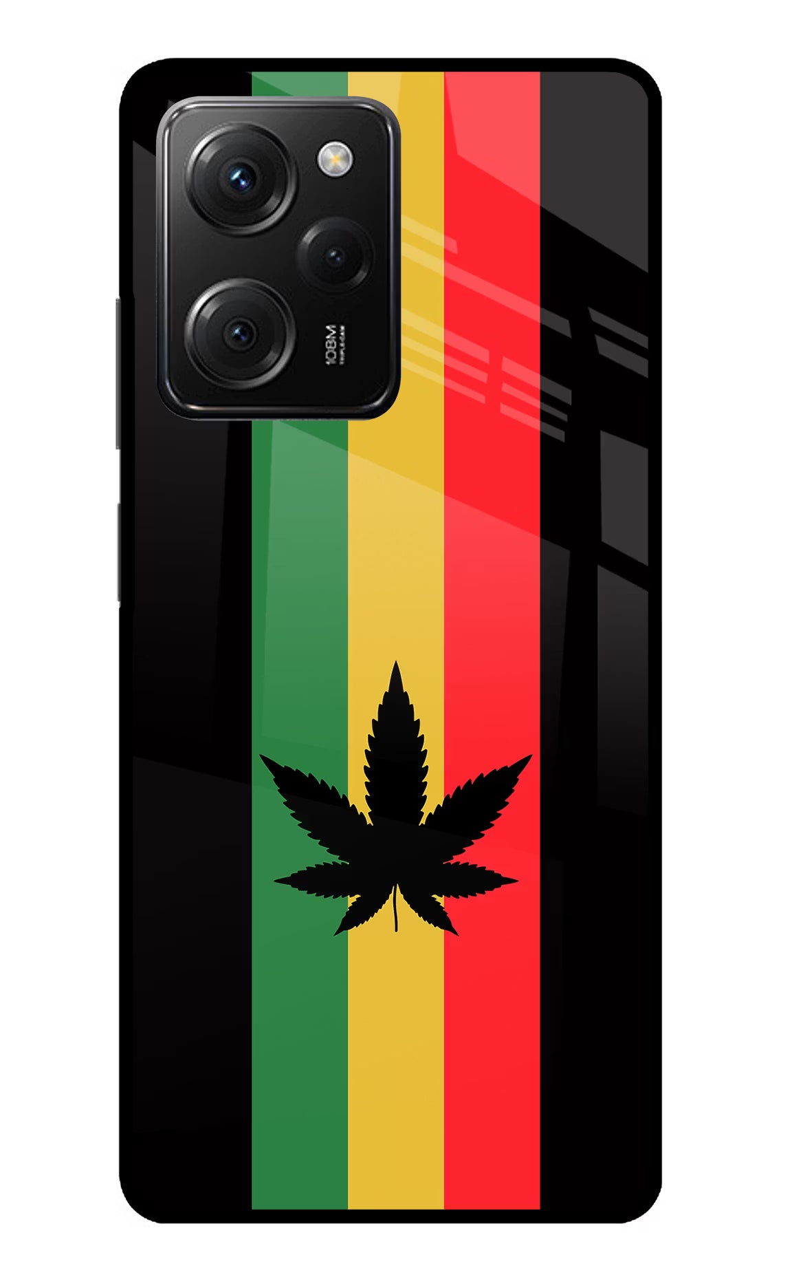 Weed Flag Poco X5 Pro 5G Glass Case Back Cover by Casekaro