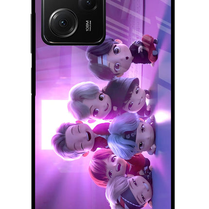 BTS Chibi Poco X5 Pro 5G Glass Case