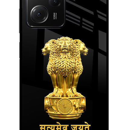 Satyamev Jayate Golden Poco X5 Pro 5G Glass Case