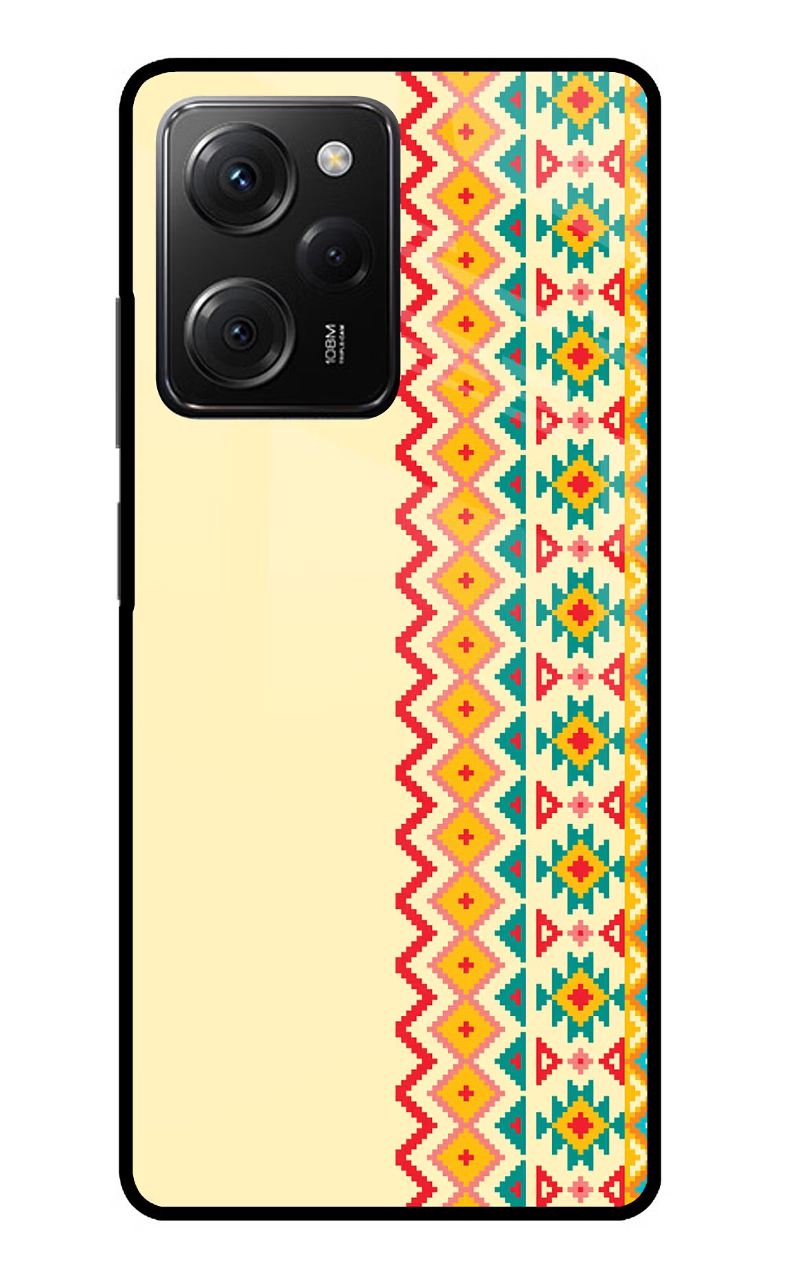 Ethnic Seamless Poco X5 Pro 5G Glass Case Back Cover by Casekaro