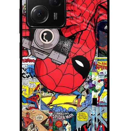 Spider Man Poco X5 Pro 5G Glass Case Back Cover by Casekaro