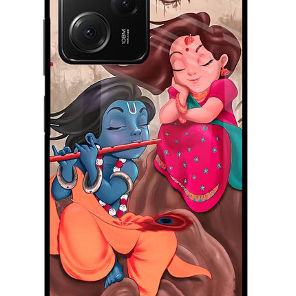 Radhe Krishna Poco X5 Pro 5G Glass Case Back Cover by Casekaro