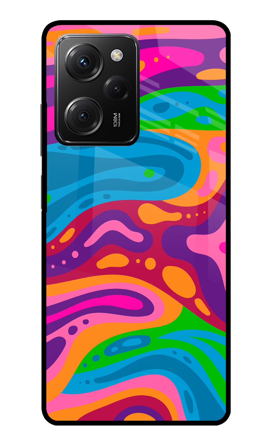 Trippy Pattern Poco X5 Pro 5G Glass Case Back Cover by Casekaro