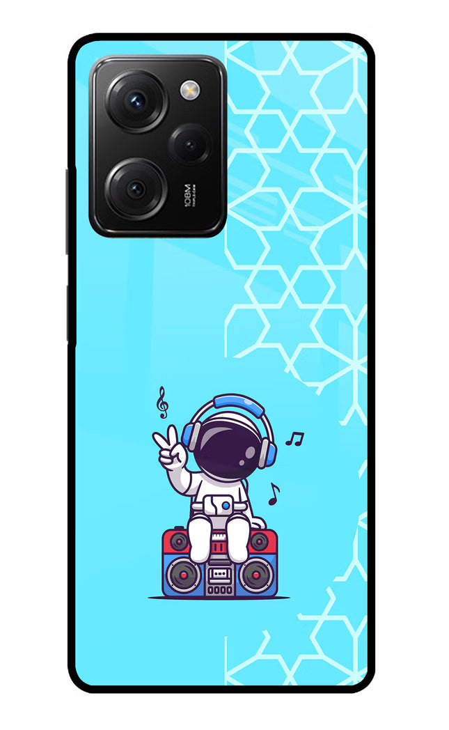 Cute Astronaut Chilling Poco X5 Pro 5G Glass Case