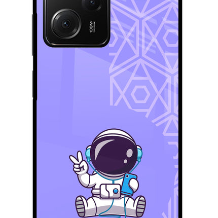 Cute Astronaut Chilling Poco X5 Pro 5G Glass Case
