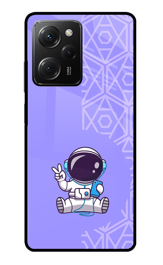 Cute Astronaut Chilling Poco X5 Pro 5G Glass Case
