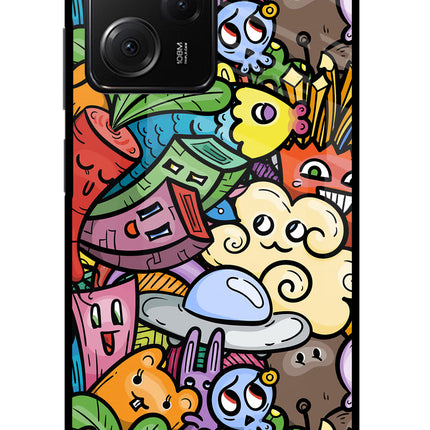 Veggie Doodle Poco X5 Pro 5G Glass Case