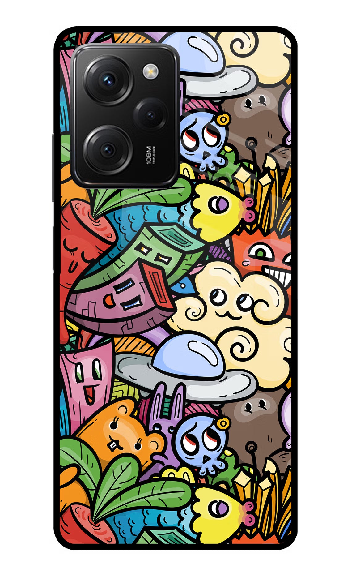 Veggie Doodle Poco X5 Pro 5G Glass Case Back Cover by Casekaro