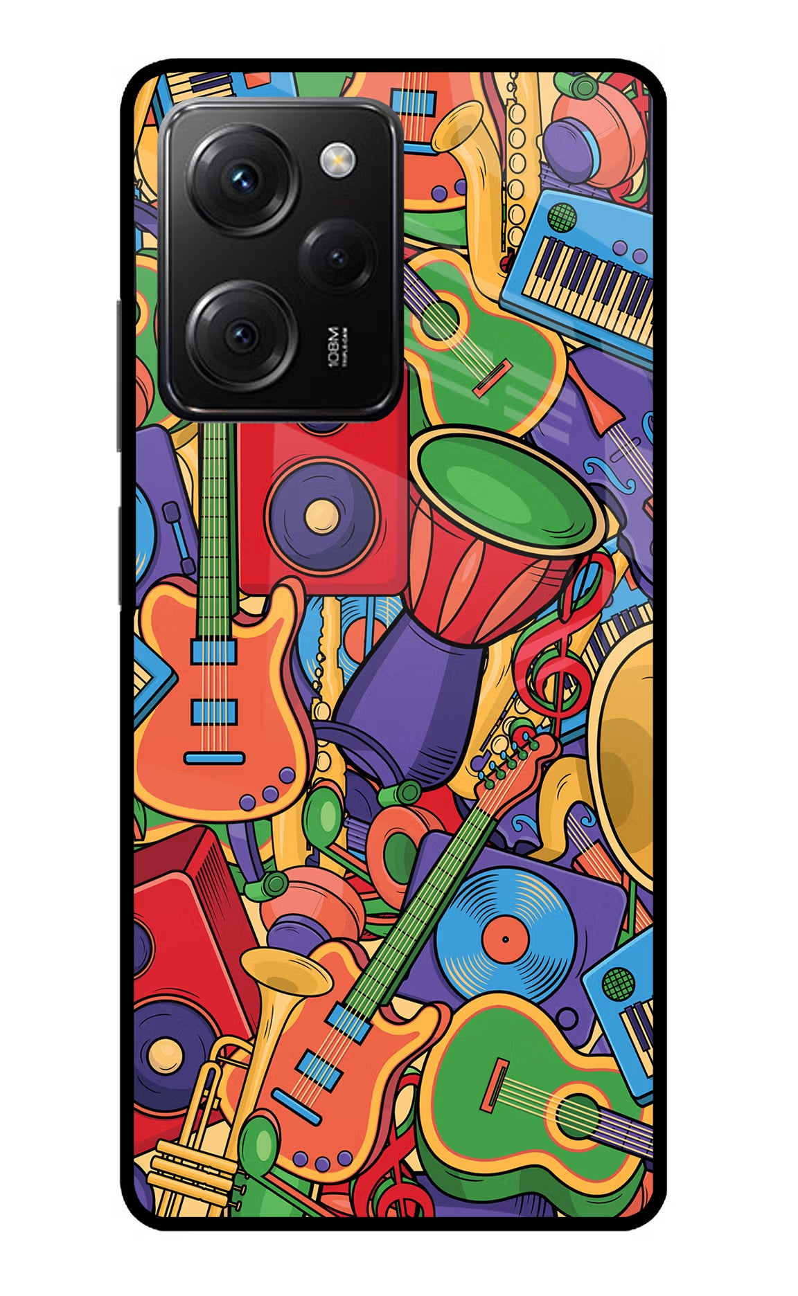 Music Instrument Doodle Poco X5 Pro 5G Glass Case Back Cover by Casekaro