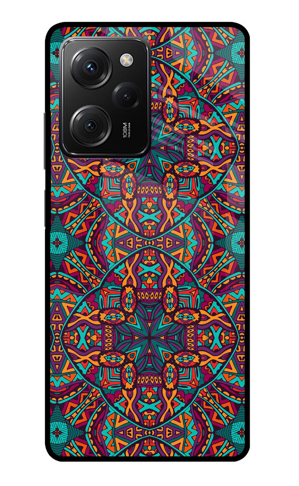 Colour Mandala Poco X5 Pro 5G Glass Case Back Cover by Casekaro