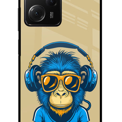 Monkey Headphone Poco X5 Pro 5G Glass Case