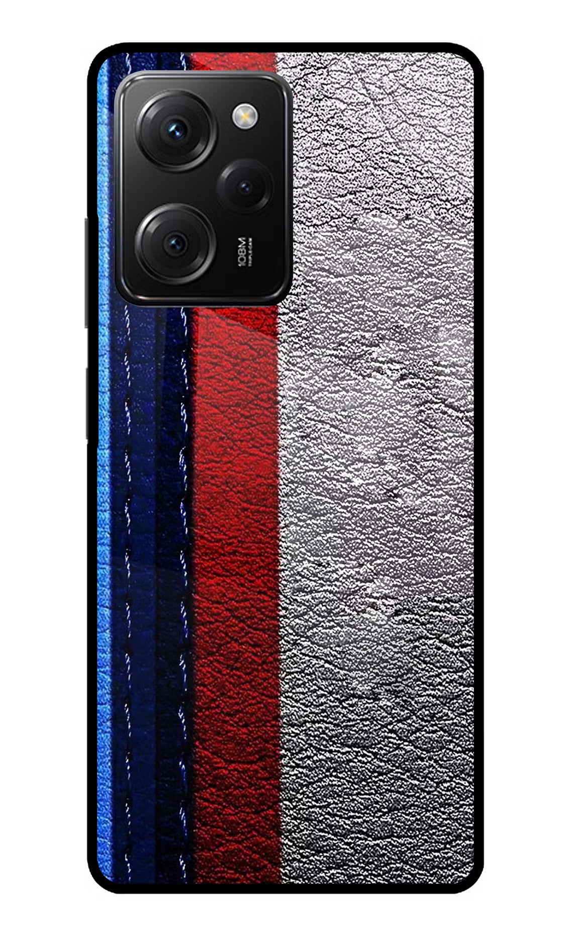 BMW Stripes Poco X5 Pro 5G Glass Case Back Cover by Casekaro