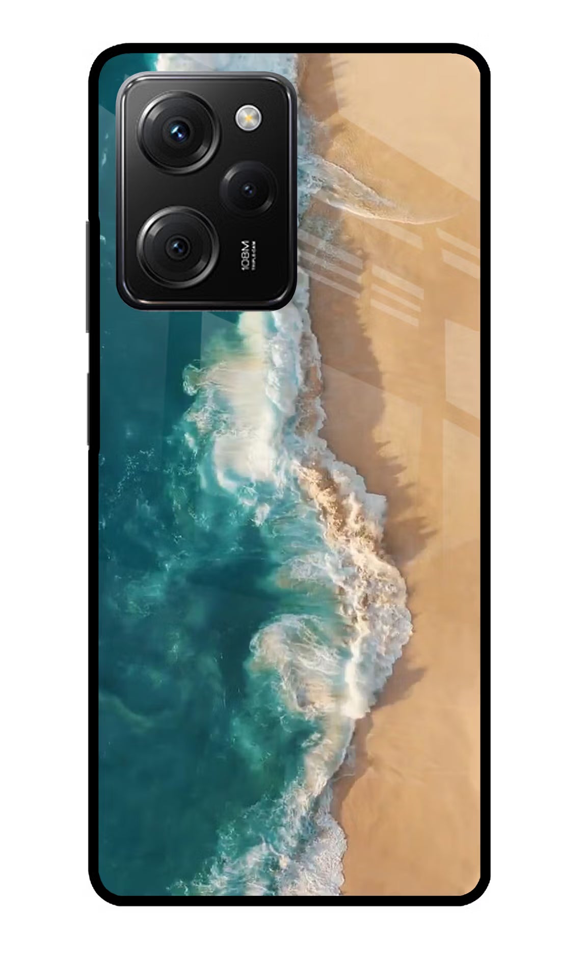 Ocean Beach Poco X5 Pro 5G Glass Case Back Cover by Casekaro