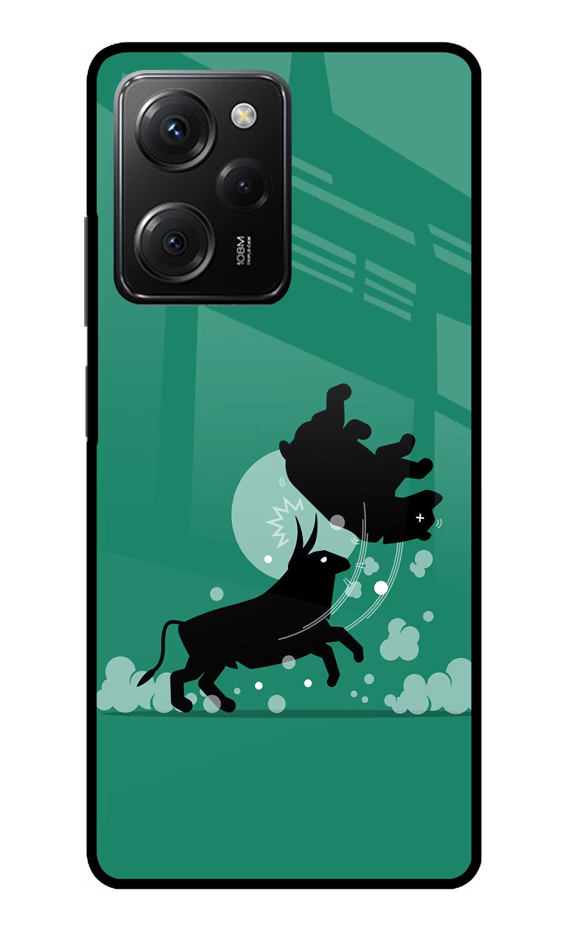 Bull Conqueror Poco X5 Pro 5G Glass Case Back Cover by Casekaro