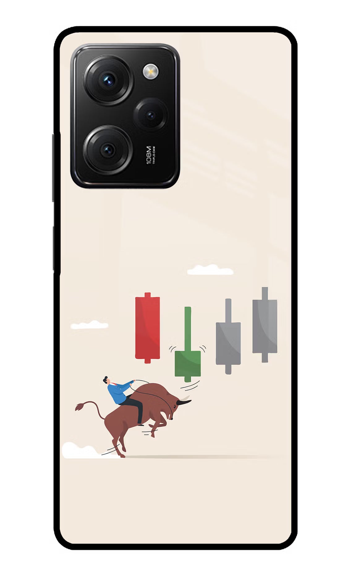 Bull Trading Momentum Poco X5 Pro 5G Glass Case Back Cover by Casekaro