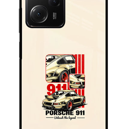 Classic Porsche 911 Poco X5 Pro 5G Glass Case Back Cover by Casekaro