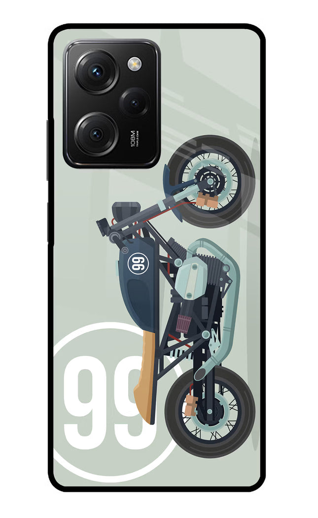 Classic Cafe Racer 99 Poco X5 Pro 5G Glass Case Back Cover by Casekaro