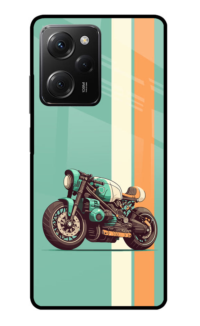 Striped Moto Drift Poco X5 Pro 5G Glass Case