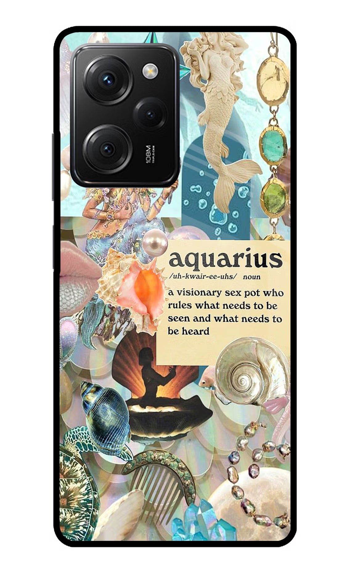 Aquarius Zodiac Poco X5 Pro 5G Glass Case Back Cover by Casekaro