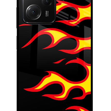 Side Sweep Flames Poco X5 Pro 5G Glass Case