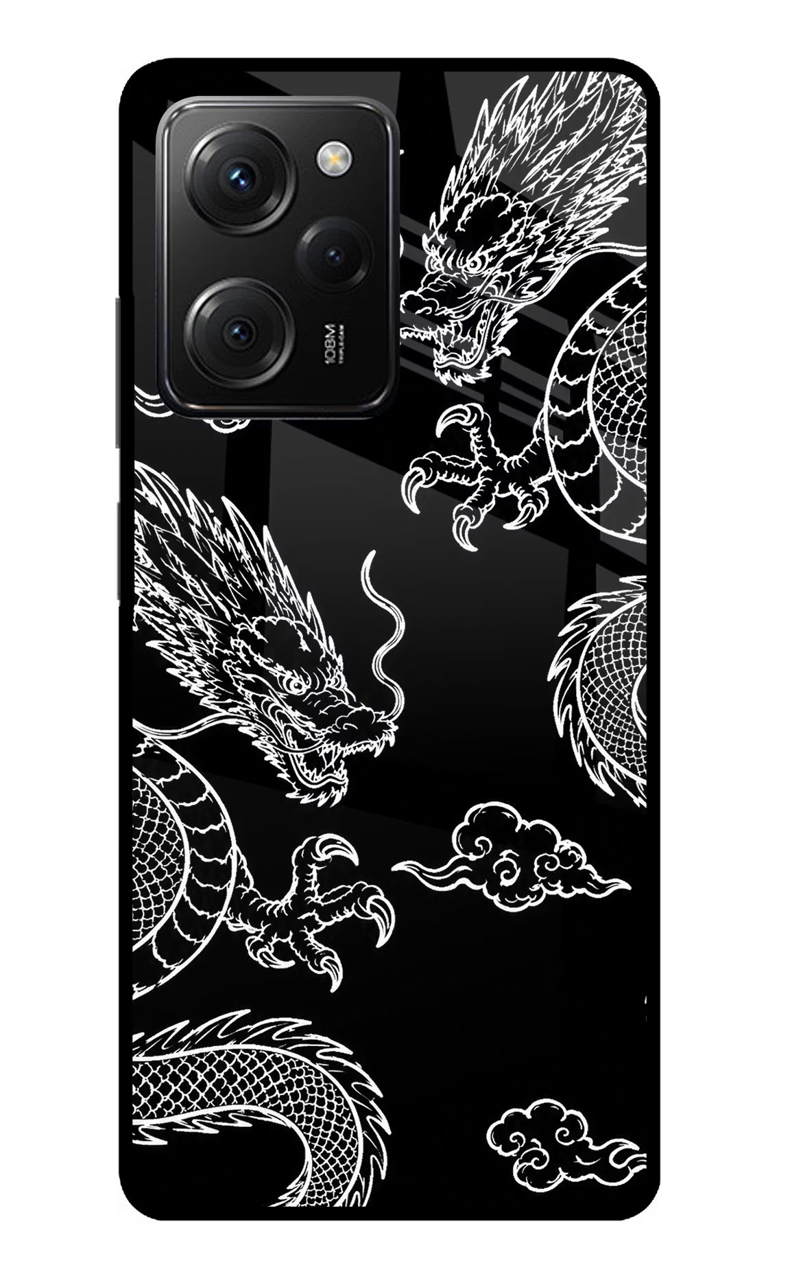 Twin Dragons Poco X5 Pro 5G Glass Case Back Cover by Casekaro